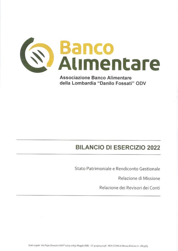 Copertina del Bilancio di esercizio 2022